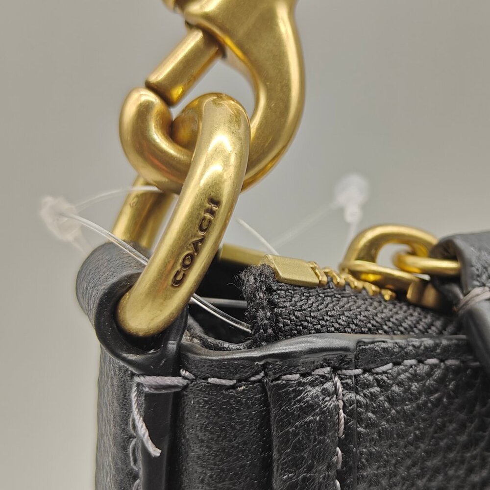 COACH Chaise pebbled leather women's large crossbody + Dust bag - BLACK - Picture 12 of 14